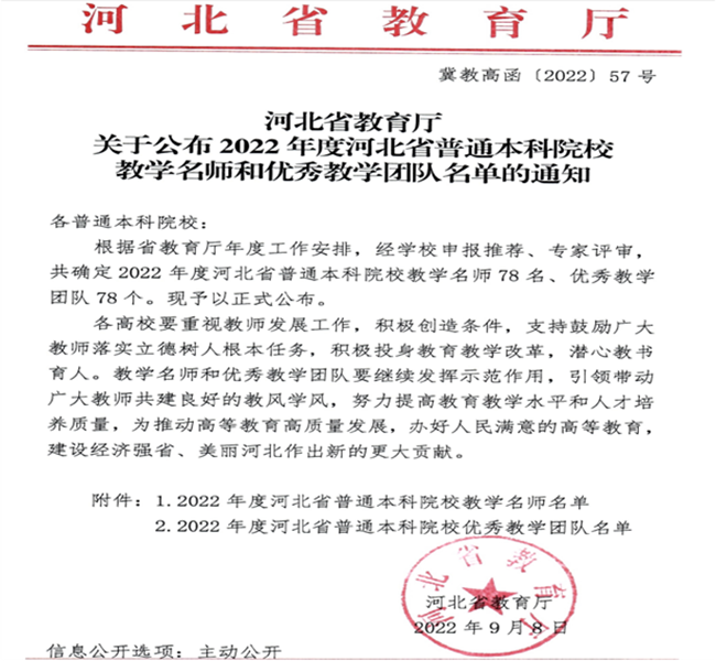 太阳成教师闫贤贤及会计学教学团队分获 河北省“教学名师”、“优秀教学团队”荣誉称号