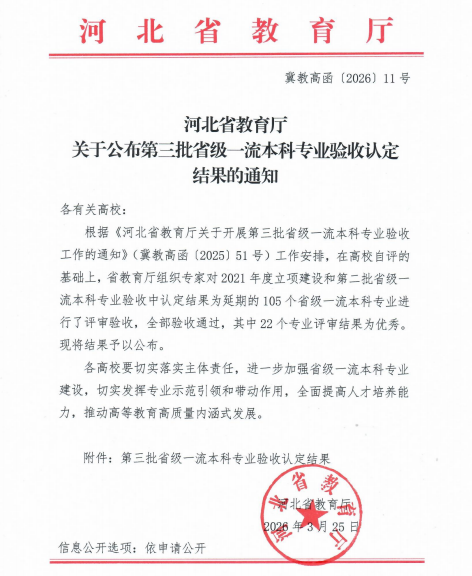 喜报！太阳成集团tyc33455cc电子信息工程专业顺利通过 河北省第三批省级一流本科专业验收